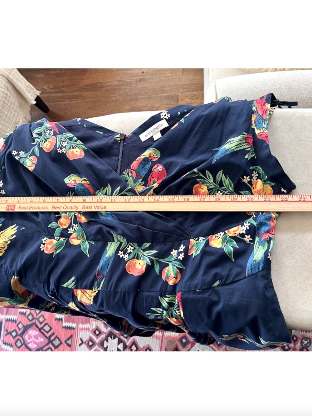 EMILY AND FIN Florence Retro Sleeveless Dress in Navy Parrot Print - 1X - Picture 12 of 15